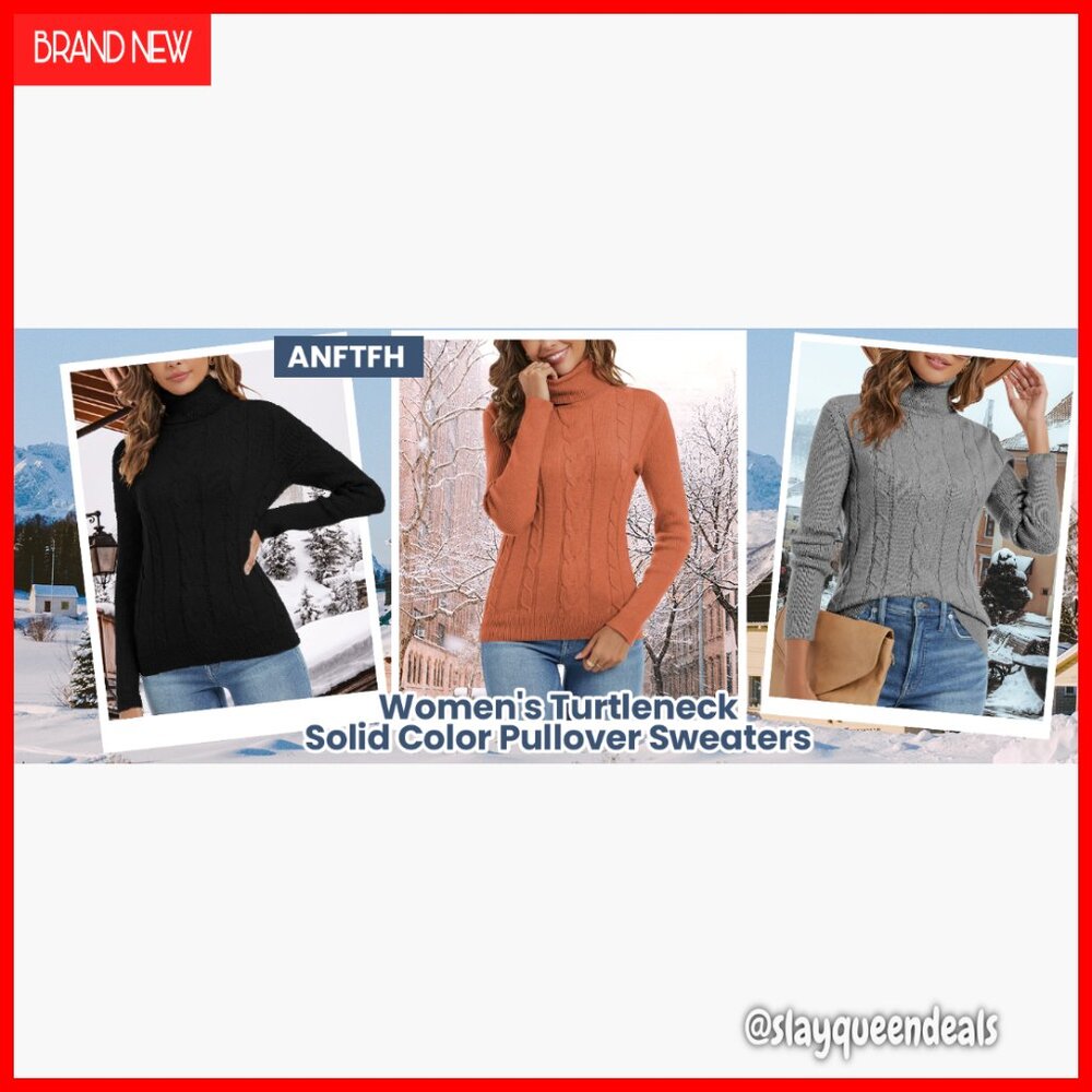 Ribbed Turtleneck Sweater Pullover Cable Knit Lon… - image 7